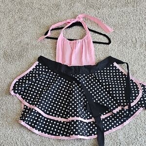 Pink and Black Polka Dot Halter Dress